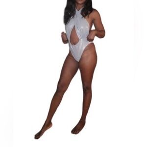 Urban Outfitters Out From Under Silver Metallic One Piece Swimsuit Size Medium